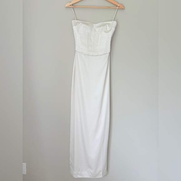 NEW Reformation Ariyah Corset Satin Maxi Dress Ivory Bridal | US 0 UK 4 - Picture 8 of 14
